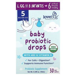 Probiotics LoveBug, probiotic for children, in liquid form, 5 billion CFU, 10 ml (0.34 fl oz).