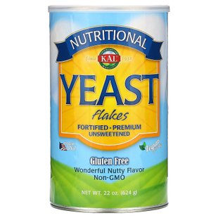 Пищевые дрожжи, хлопья, без сахара, Nutritional Yeast Flakes Vitamin B12, KAL, 22 унций (624 г) купить в Киеве и Украине