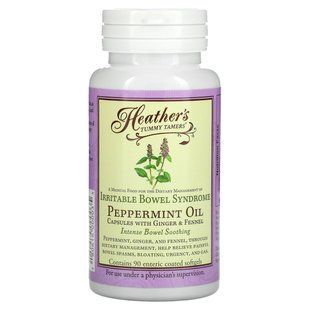 Масло перечной мяты, синдром кишечника, Heather's Tummy Care, 90 мягких таблеток в желудочно-резистентной оболочке купить в Киеве и Украине