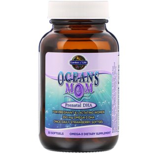 Garden of Life, Oceans Mom, дородовой DHA, со вкусом клубники, 30 мягких капсул купить в Киеве и Украине