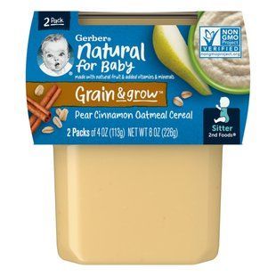 Gerber, Natural for Baby, Grain & Grow, 2nd Foods, Pear Cinnamon Oatmeal Cereal, 2 Pack, 4 oz (113 g) Each купить в Киеве и Украине