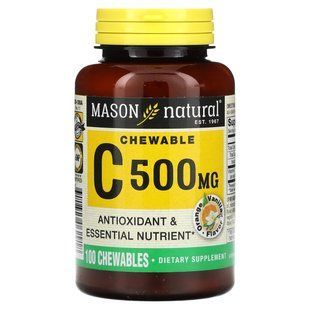 Mason Natural, вітамін&nbsp;C, апельсин і ваніль, 500&nbsp;мг, 100&nbsp;жувальних таблеток