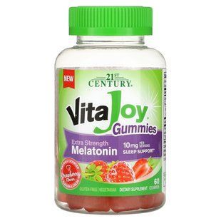 21st Century, Vita Joy Melatonin Gummies, Extra Strength, Strawberry, 10 mg, 60 Gummies (5 mg per Gummy) купить в Киеве и Украине