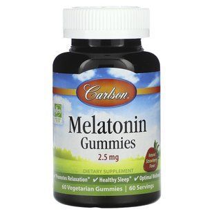 Мелатонин вкус клубники Carlson Labs (Melatonin Gummies) 2,5 мг 60 жевательных конфет купить в Киеве и Украине