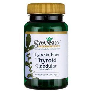 Щитовидная железа (без тироксина), Thyroid Glandular (Thyroxin-Free), Swanson, 200 мг, 60 капсул купить в Киеве и Украине