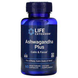 Life Extension, Ashwagandha Plus, 60 вегетаріанських капсул