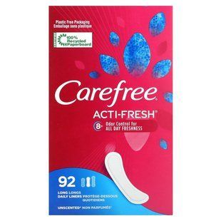 Carefree, Acti-Fresh, Daily Liners, Long, Unscented, 92 Liners купить в Киеве и Украине
