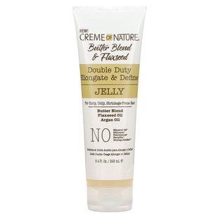 Creme Of Nature, Butter Blend & Flaxseed, Double Duty, Elongate & Define Jelly, 8.4 fl oz (248 ml)