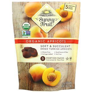 Sunny Fruit, Органические абрикосы, 5 пакетиков по 1,76 унции (50 г) каждая купить в Киеве и Украине