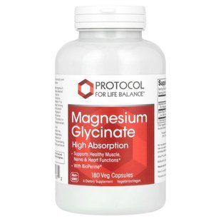 Protocol for Life Balance, Magnesium Glycinate, High Absorption, 180 Veg Capsules купить в Киеве и Украине