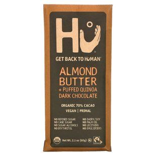 Темный шоколад, миндальное масло + воздушная киноа, Dark Chocolate, Almond Butter + Puffed Quinoa, Hu, 60 г купить в Киеве и Украине