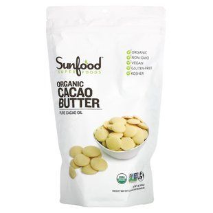 Органическое масло какао Sunfood (Organic Cacao Butter) 454 г купить в Киеве и Украине