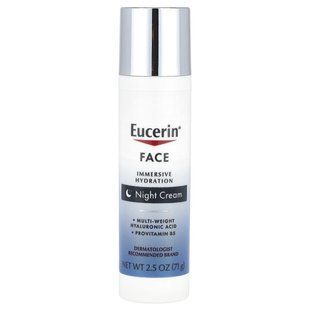 Eucerin, Face, Immersive Hydration Night Cream, Fragrance Free, 2.5 oz (71 g) купить в Киеве и Украине
