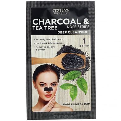 Смужки для носа, вугілля і чайне дерево, Azure Kosmetics, 5 шт