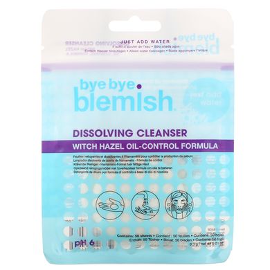 Розчиняючий очищуючий засіб, Dissolving Cleanser, Bye Bye Blemish, 50 аркушів, 0,01 унції (0,3 г)