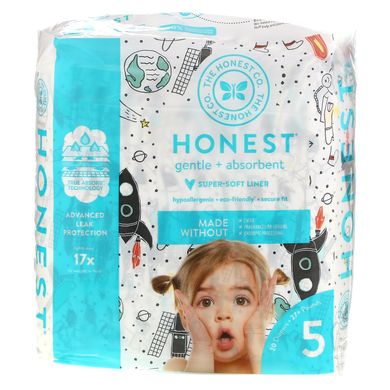Підгузки, Honest Diapers, Розмір 5, 27+ фунтів, космічна подорож, The Honest Company, 20 підгузників