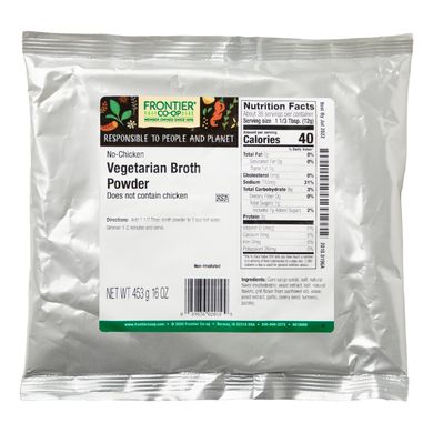 Бульйонний порошок зі смаком курки вегетаріанський Frontier Natural Products (Broth Powder) 453 г