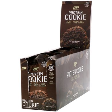 Протеїн, потрійний шоколад, печиво, MusclePharm, 12 печиво 1,83 унції (52 г) кожен