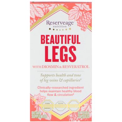 Красиві ніжки з діосміном і ресвератролом ReserveAge Nutrition (Beautiful Legs with Diosmin and Resveratrol) 30 капсул