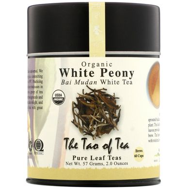 Органічний білий чай, бай Мудан, білий піон, Organic Bai Mudan White Tea, White Peony, The Tao of Tea, 57 г
