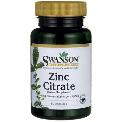 Цинк Цитрат Swanson (Zinc Citrate) 50 мг 60 капсул