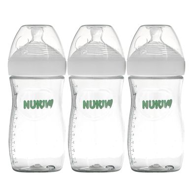 NUK, Simply Natural, Пляшки, білі, від 1 місяця, середні, 3 упаковки, 9 унцій (270 мл) кожна