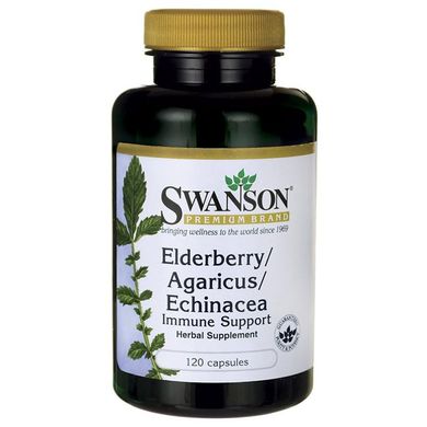 Бузина пластинчастий гриб та ехінацея для імунітету Swanson (Elderberry/Agaricus/Echinacea Immune Support) 120 капсул /ТЕРМІН!!!