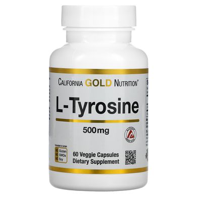 Тирозин California Gold Nutrition (L-Tyrosine AjiPure) 500 мг 60 растительных капсул купить в Киеве и Украине
