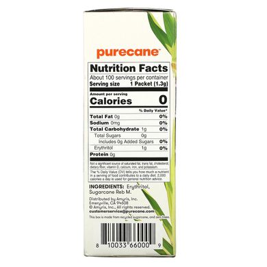 Purecane, бескалорийное сладкое, 100 пакетиков по 1,3 г каждый купить в Киеве и Украине