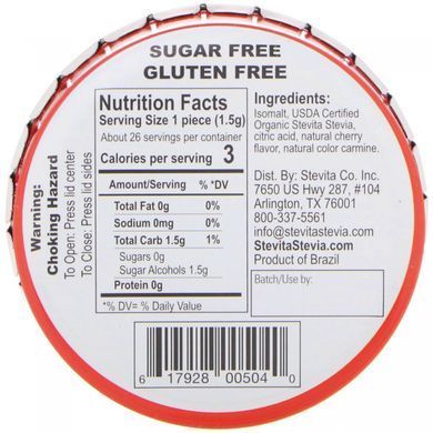 Naturals, sugar-free candies, cheerful cherry, Stevita, 40 g