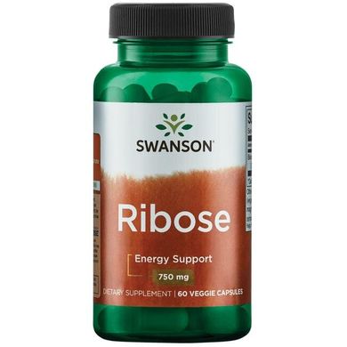 100% чиста рибоза, 100% Pure Ribose, Swanson, 750 мг, 60 капсул