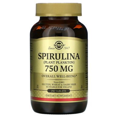 Спіруліна Solgar (Spirulina) 750 мг 250 таблеток