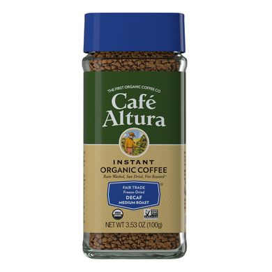 Органічний розчинна кава, середнього обсмаження, без кофеїну, сублімований, Instant Organic Coffee, Medium Roast, Decaf, Freeze-Dried, Cafe Altura, 100 г