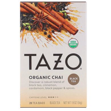 Органічний чорний чай, Tazo Teas, 20 фільтр-пакетиків, 1,9 унції (54 г)