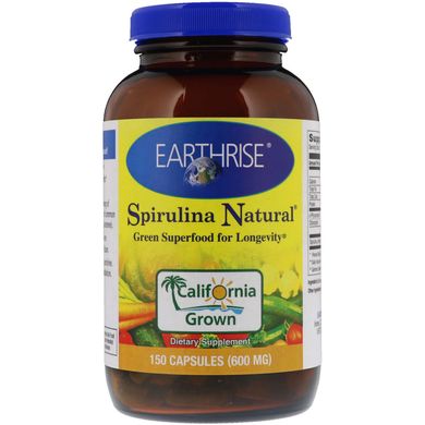 Натуральна спіруліна Earthrise (Natural Spirulina) 600 мг 150 капсул