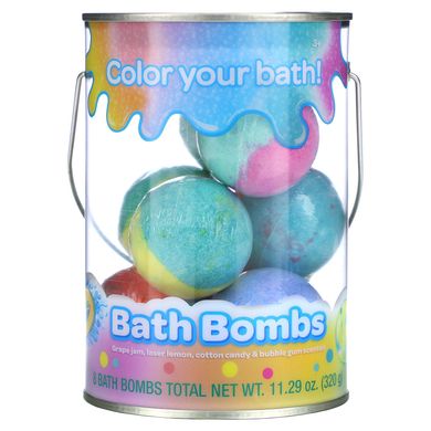 Бомбочки для ванн виноградне варення лазерний лимон Crayola (Bath Bombs Grape Jam Laser Lemon Cotton Candy & Bubble Gum Scented) 8 бомб для ванни 320 г