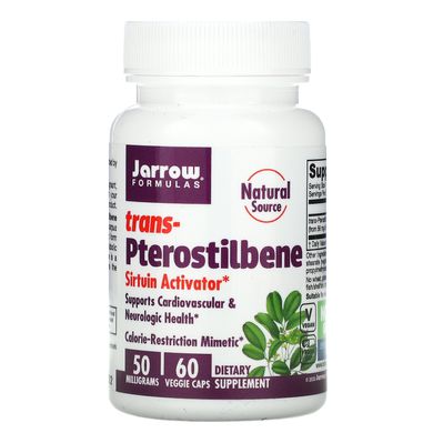 Птеростільбен, trans-Pterostilbene, Jarrow Formulas, 50 мг, 60 вегетаріанських капсул