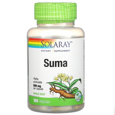 Сума (бразильський женьшень), Suma Root, Solaray, 500 мг, 100 капсул