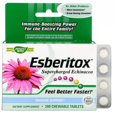 Есберітокс - суперзаряджена ехінацея, Enzymatic Therapy, 200 жувальних таблеток