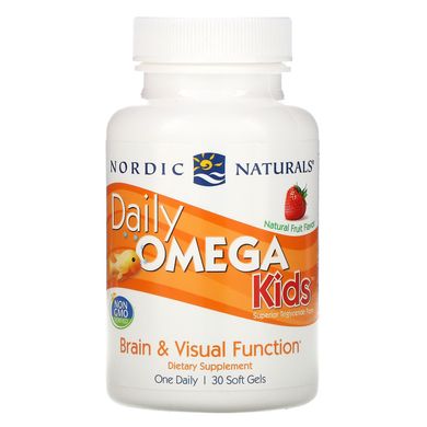 Омега для дітей для щоденного вживання, фруктовий смак, Daily Omega Kids Strawberry, Nordic Naturals, 500 мг, 30 жувальних капсул