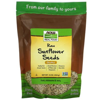 Насіння соняшнику сире Now Foods (Sunflower Seeds Real Food) 454 г