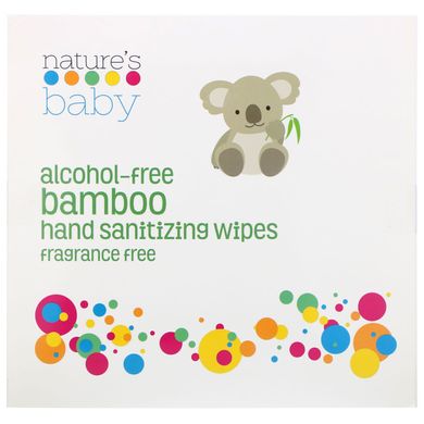 Безалкогольні бамбукові дезінфікуючі засоби для рук, без запаху, Nature's Baby Organics, 60 індивідуально упакованих серветок