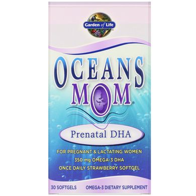 Oceans Mom, допологової DHA, зі смаком полуниці, Garden of Life, 30 м'яких капсул