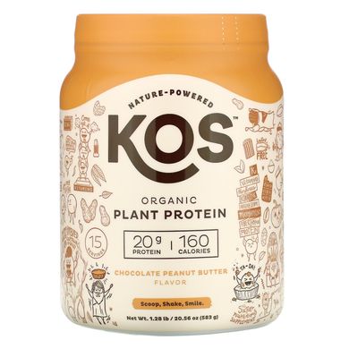 KOS, Organic Superfood Plant Protein Powder, Chocolate Peanut Butter, 1.3 lb (585 g)