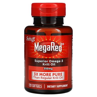 MegaRed, олія морського криля вищої якості з омега-, Schiff, 3, 350 мг, 120 м'яких таблеток