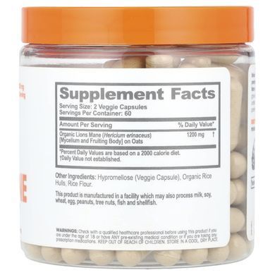 The Genius Brand, Genius Lion's Mane, 1,200 mg, 120 Veggie Capsules (600 mg Per Capsule)