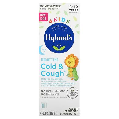Простуды и кашля ночью, в возрасте 2-12 лет, Hyland's, 4 жидких унции (118 мл) купить в Киеве и Украине