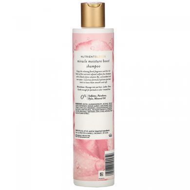 Nutrient blends, miracle moisture, sulfate-free shampoo with rose water, Pantene, 285 ml.
