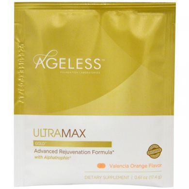 UltraMax Gold, улучшенная формула омоложения с альфатрофином, со вкусом валенсийского апельсина, Ageless Foundation Laboratories, 22 пакетика, 13,5 унции (17,4 г) каждый купить в Киеве и Украине
