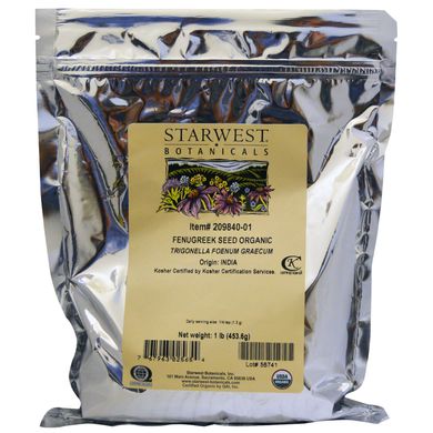 Натуральні насіння пажитника, Starwest Botanicals, 1 фунт (4536 г)